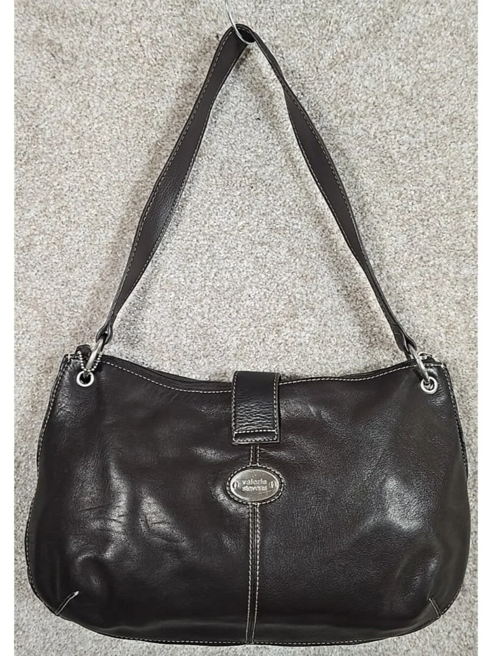 Valerie Stevens Brown Leather Shoulder Bag Handbag Classy Design Medium Size